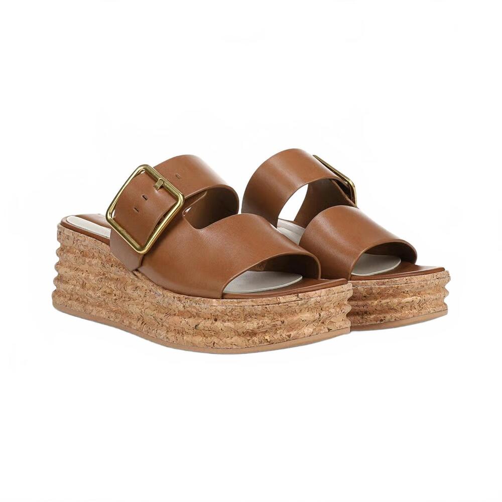 NEW FRANCO SARTO women's taziana espadrille slide sandal in fawn brown leather